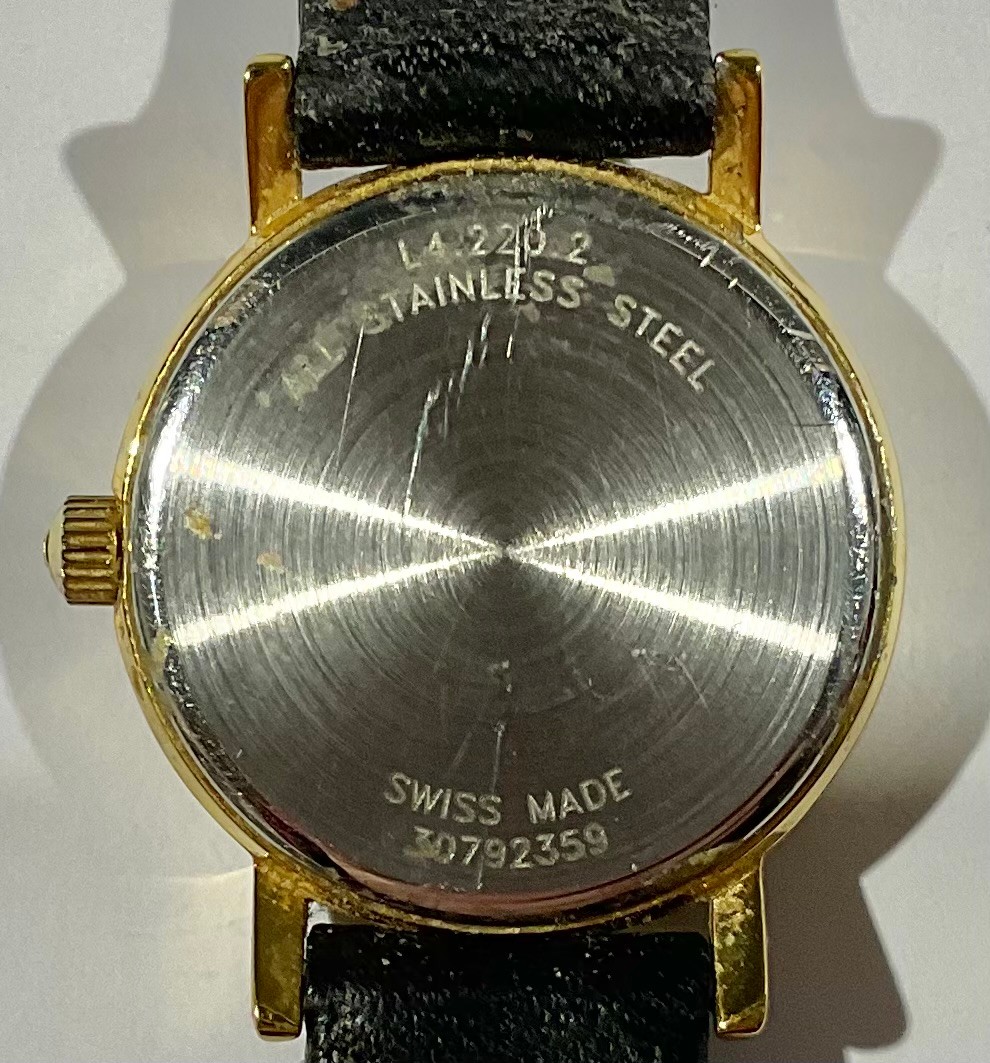 A lady's Longines gold plated stainless steel watch, Champagne dial, baton indicators, centre - Image 3 of 3