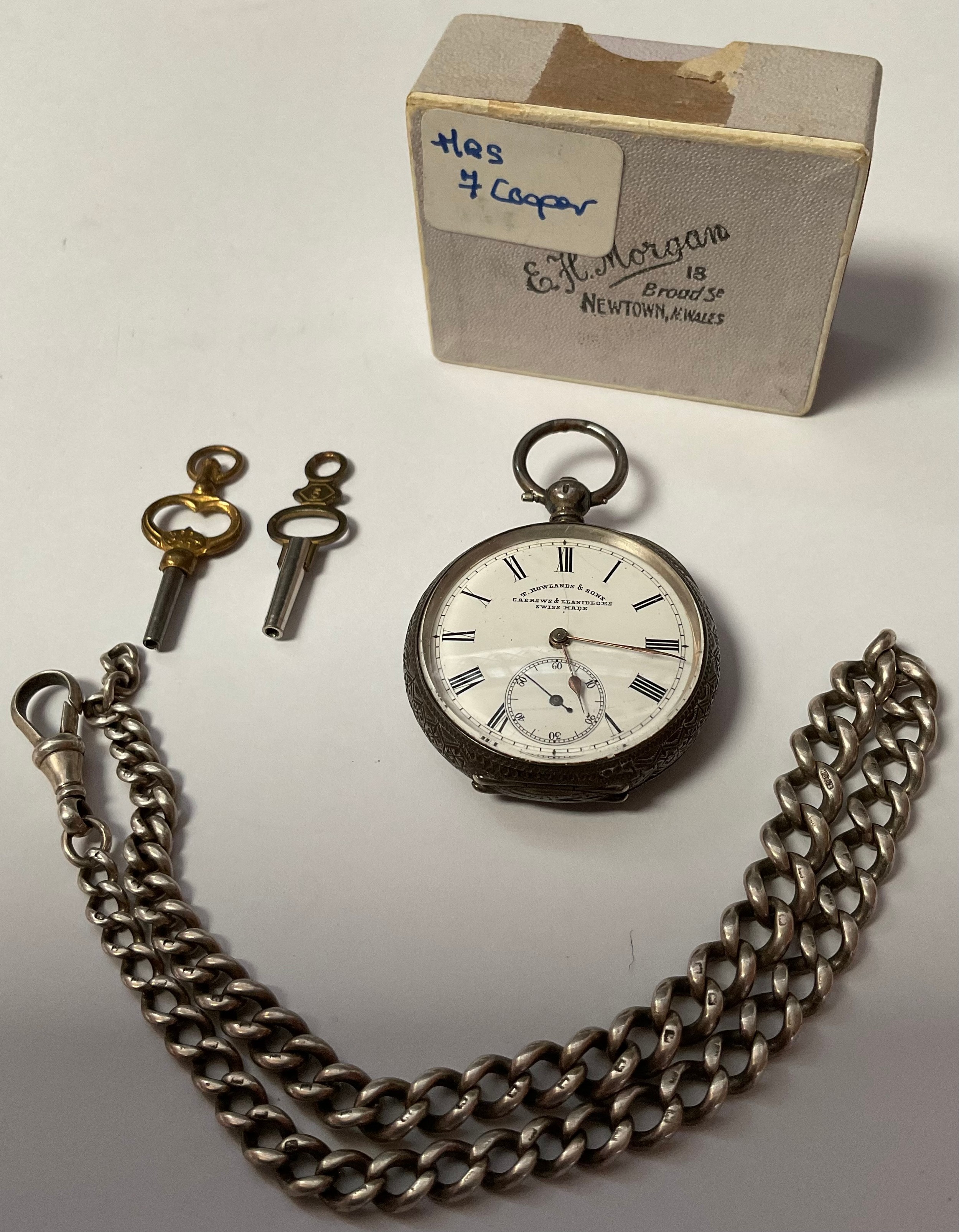 A lady's silver open face pocket watch, white enamel dial, Roman numerals, subsidiary seconds