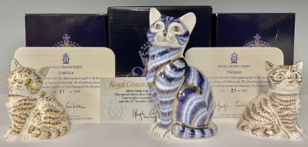 A Royal Crown Derby paperweight, Silver Tabby Cat, special edition available until 31st December
