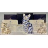 A Royal Crown Derby paperweight, Silver Tabby Cat, special edition available until 31st December