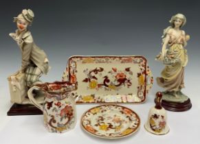 A Mason's Brown Velvet pattern jug, bell, sandwich plate and tea plate; an Italian Giuseppe Armani