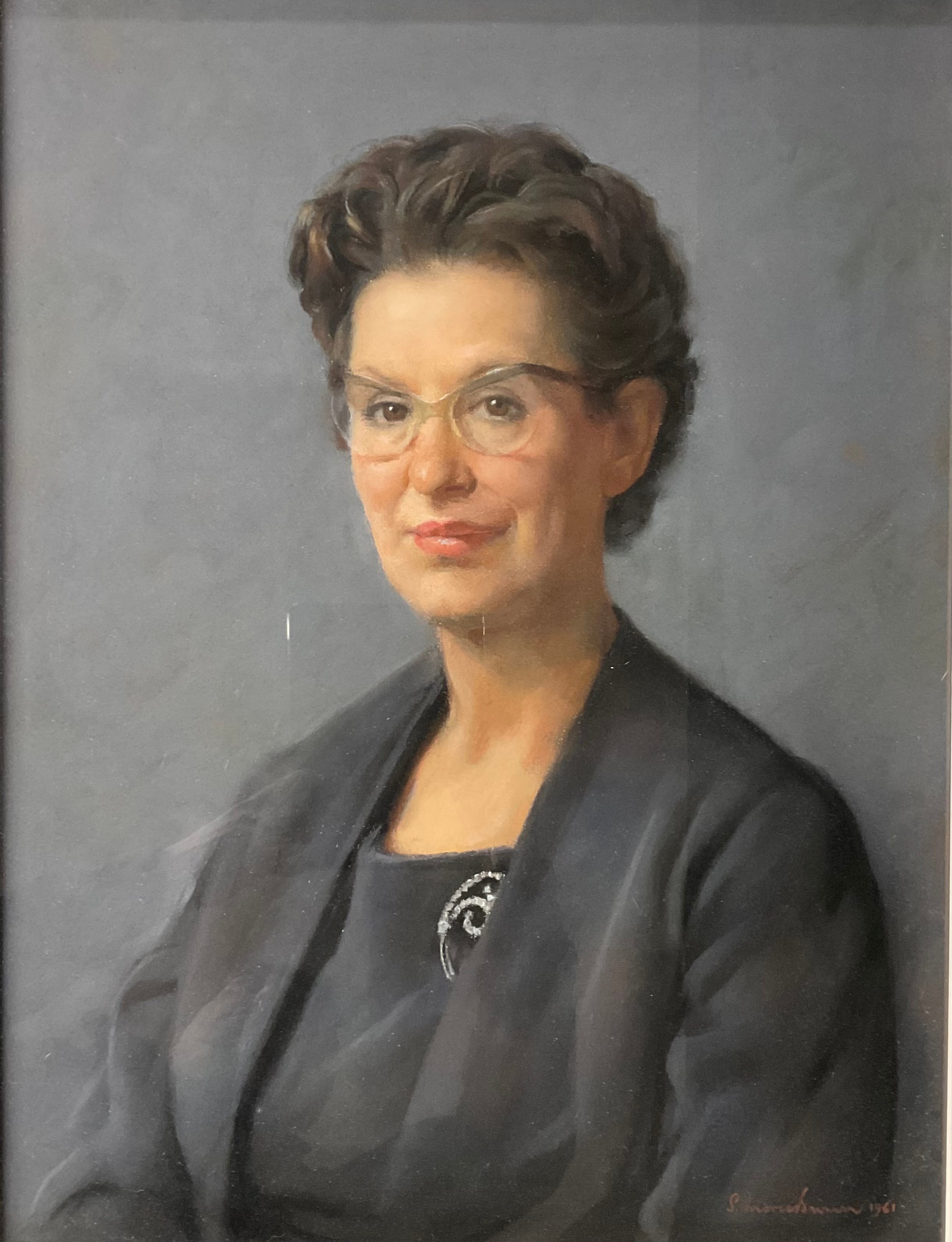 Sam Morse Brown (1903 - 2001) A Portrait of Margaret Spencer (family friend) signed, dated 1961, - Image 2 of 3