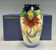 A Moorcroft Anna Lily slender ovoid vase, designed by Nicola Slaney, 25.5cm, impressed and painted