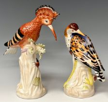 A pair of contemporary 'Sevres' style porcelain models, as a Hoopoe bird and a Wadding bird, each