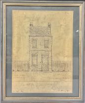 L.S. Lowry, after Cottage, Staleybridge signed, dated 1963, pen and ink, 27cm x 20cm