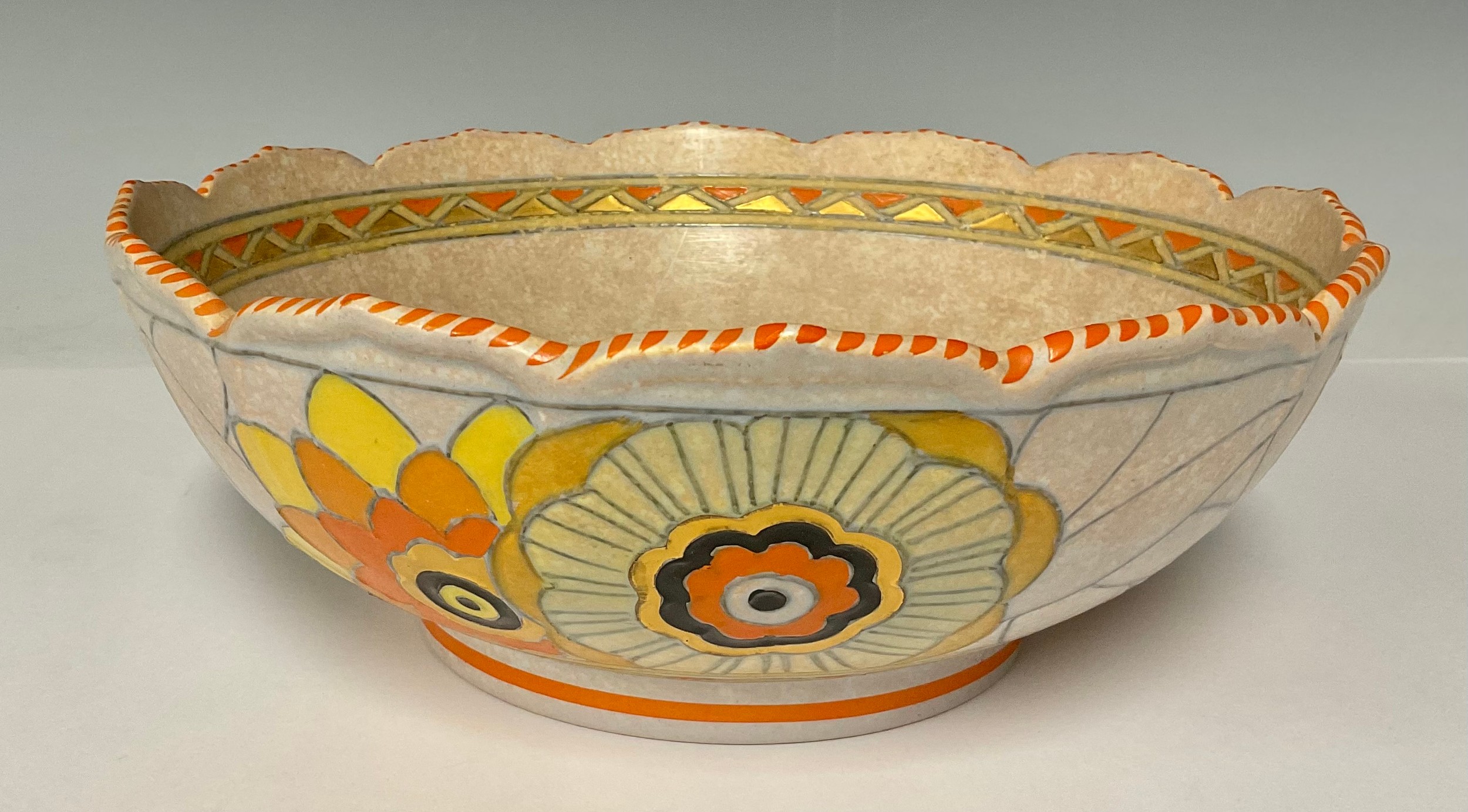 Ceramics - a large Crown Ducal Charlotte Rhead 4921 Golden Leaves pattern bowl, 25cm diameter