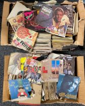 Vinyl Records - a large collection of singles, mostly pop, 1960's and later (2 boxes)