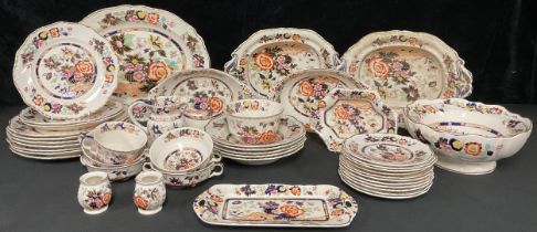 A Mason's Ironstone Mandarin pattern part dinner service comprising serving platters and dishes,