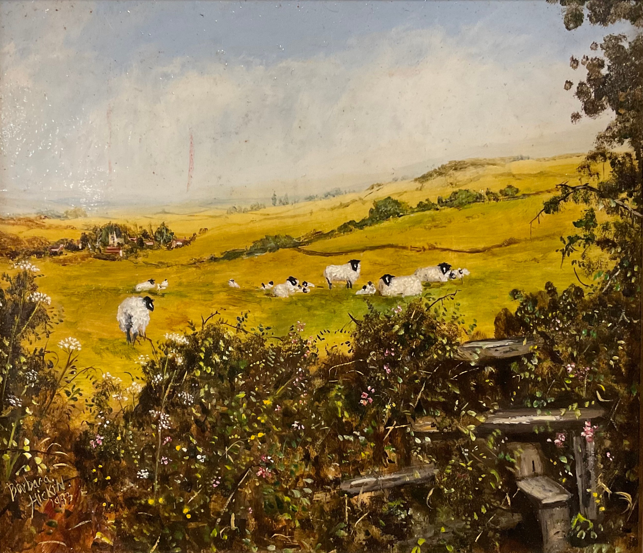 Barbara Hickin (British) Landscape with Sheep signed, oil on panel, 17cm x 19cm; another River - Image 5 of 5