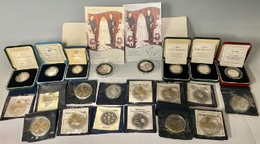 Coins - silver commemorative coins, Gambia Coronation crown; UK Coronation 40th Anniversary Silver