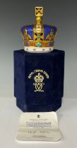 A Royal Crown Derby paperweight, One Hundred Royal Years Crown, gold stopper, 10cm, printed mark