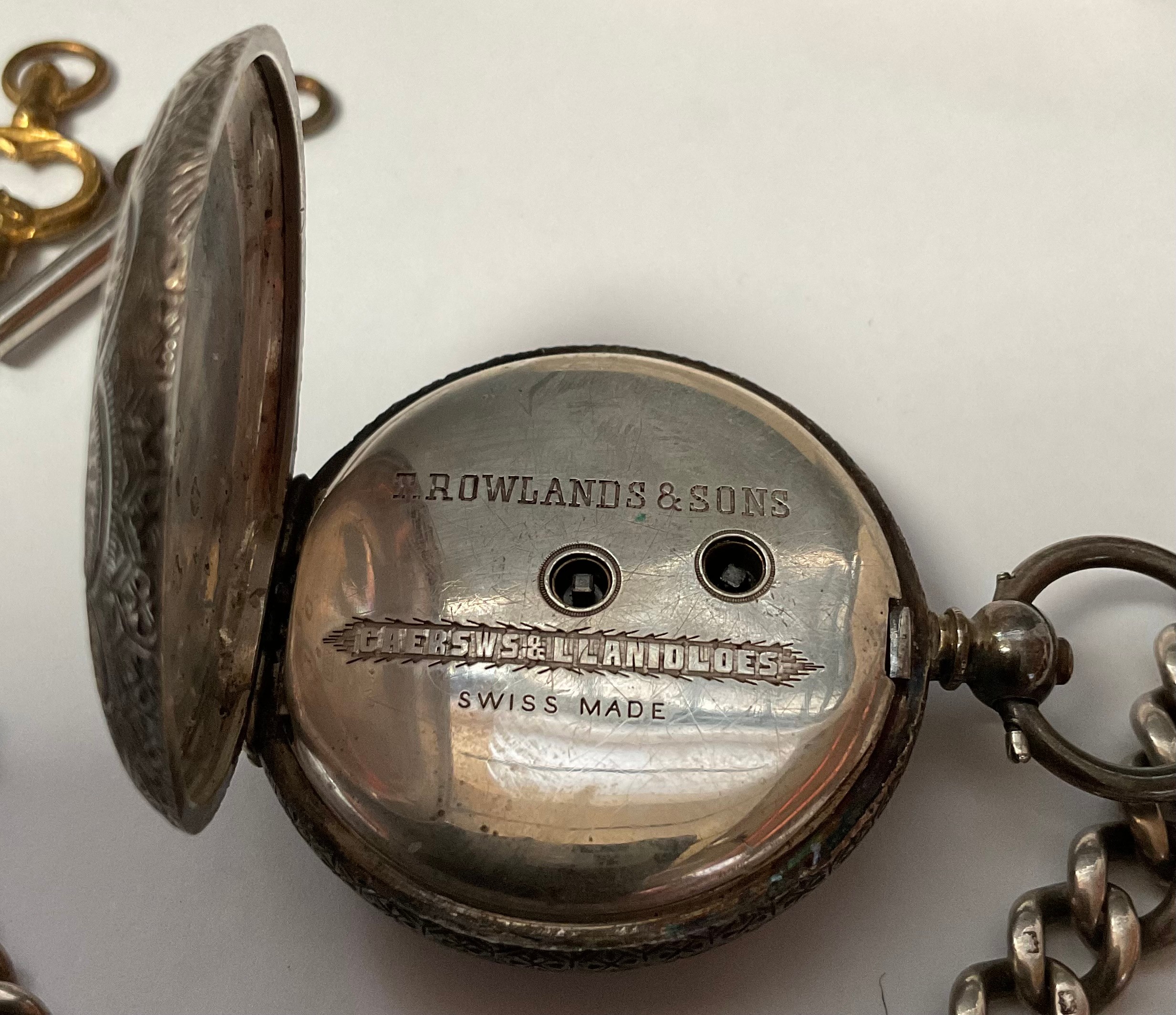 A lady's silver open face pocket watch, white enamel dial, Roman numerals, subsidiary seconds - Image 3 of 3