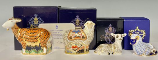 A Royal Crown Derby paperweight, Imari Ewe, Visitor's Centre exclusive, gold stopper, gold printed