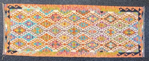 Oriental Rugs and Carpets - a Chobi Kilim runner, 237cm x 90cm