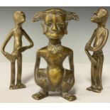 African and Southeast Asian Art - a Batak Indonesian bronze ancestor sculpture, 11cm high; a pair of