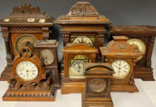 Clocks - late 19th century and later mantel clocks, German, architectural, etc (8)