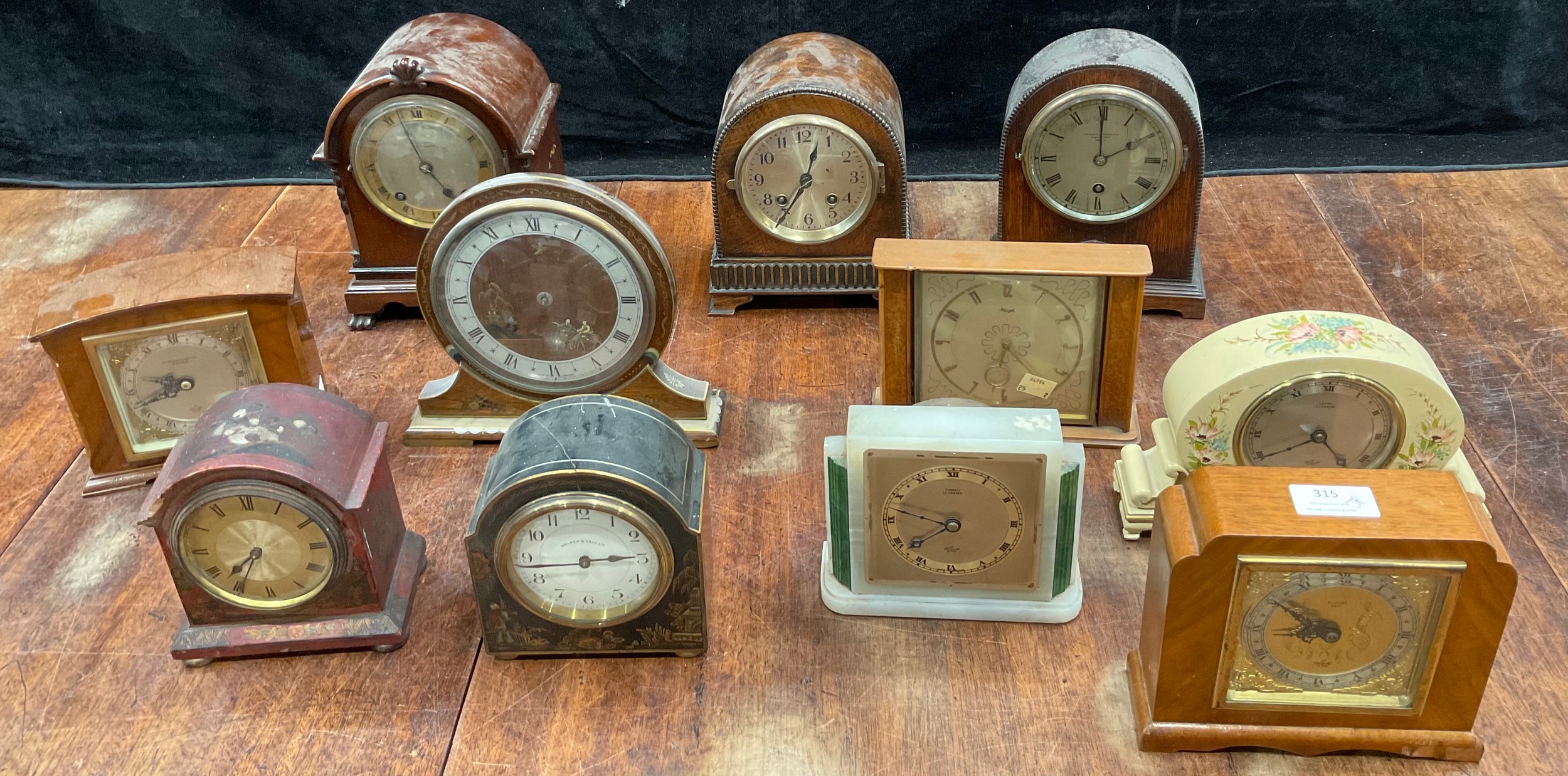 Clocks - early to mid 20th century mantel clocks, Elliot, chinoiserie, etc (11)