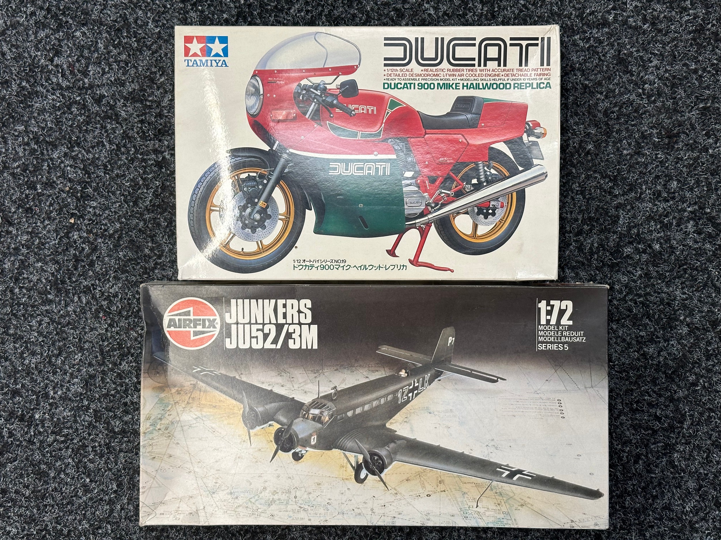Model Construction kits: Tamiya Ducati 900 Mike Hailwood Replica Motorcycle 1/12th scale. Along with