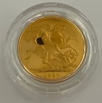 A Royal Mint Elizabeth II full gold proof sovereign, capsulated, certificate, boxed
