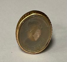 A Victorian intaglio fob pendant, possibly Florence Nightingale, 3cm high