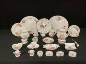 A Royal Crown Derby Derby Days pattern pedestal fruit bowl and dessert plate; other Royal Crown