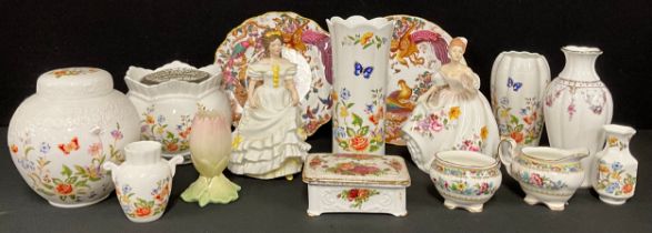 A Royal Doulton figure, Marilyn HN 3002; another Angela, HN 3690; two Royal Crown Derby Olde