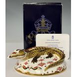 A Royal Crown Derby paperweight, Crocodile, an exclusive gold signature edition commissioned by