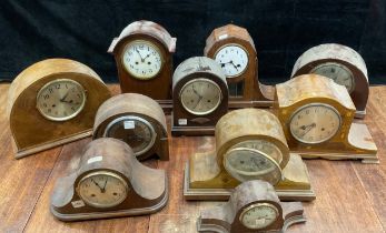 Clocks - early to mid 20th century, Edwardian mahogany and marquetry, etc (12)