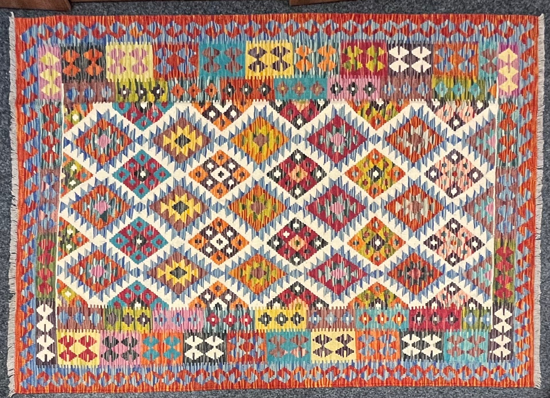 Oriental Rugs and Carpets - a Chobi Kilim, 198cm x 140cm