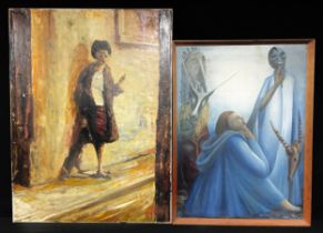 Pictures and Prints - Michael Millman, Waiting, signed, oil on canvas, 101.5cm x 75.5cm; Deidre Paul