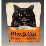 A replica tin advertising sign, Black Cat Pure Matured Virginia Cigarettes, approx. 45cm x 36cm