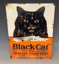 A replica tin advertising sign, Black Cat Pure Matured Virginia Cigarettes, approx. 45cm x 36cm