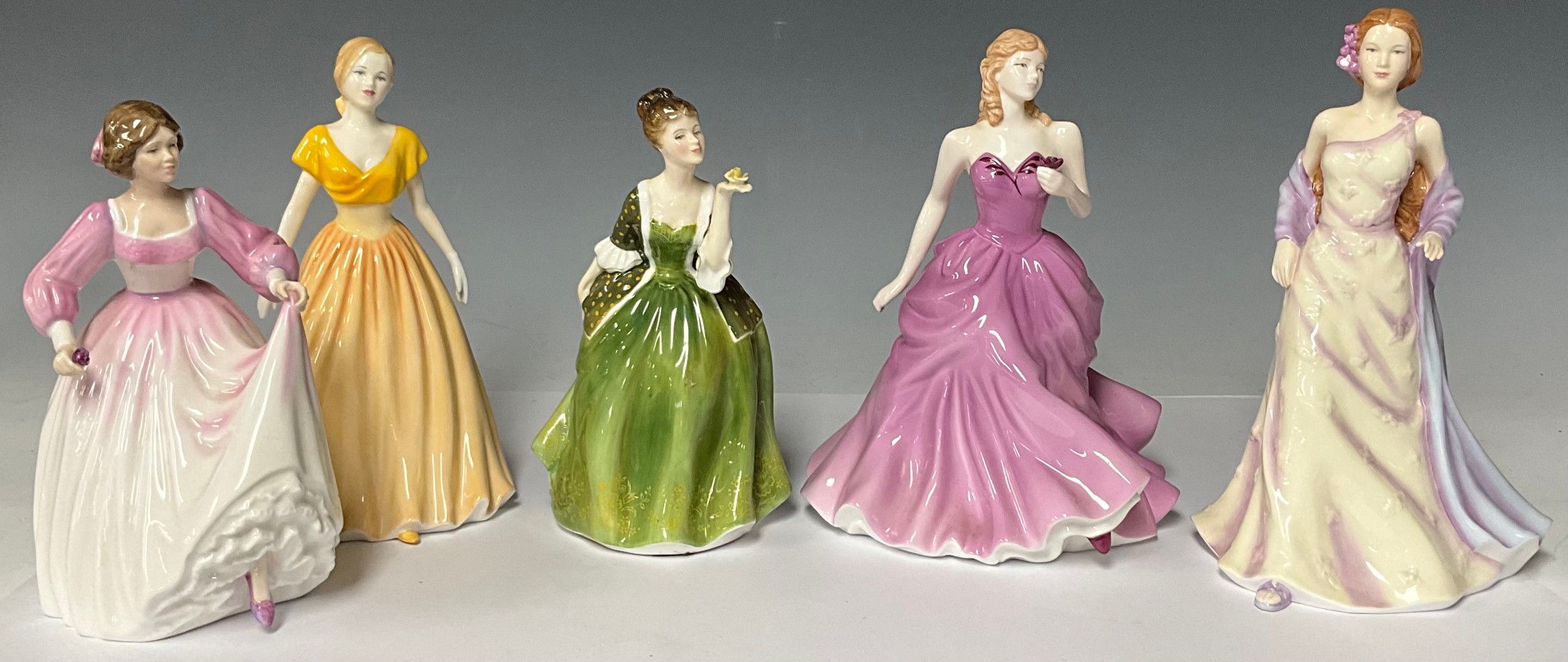 A Royal Doulton HN4821 Megan figurine, unboxed; a Royal Doulton HN3420 Ashley figurine, unboxed; a