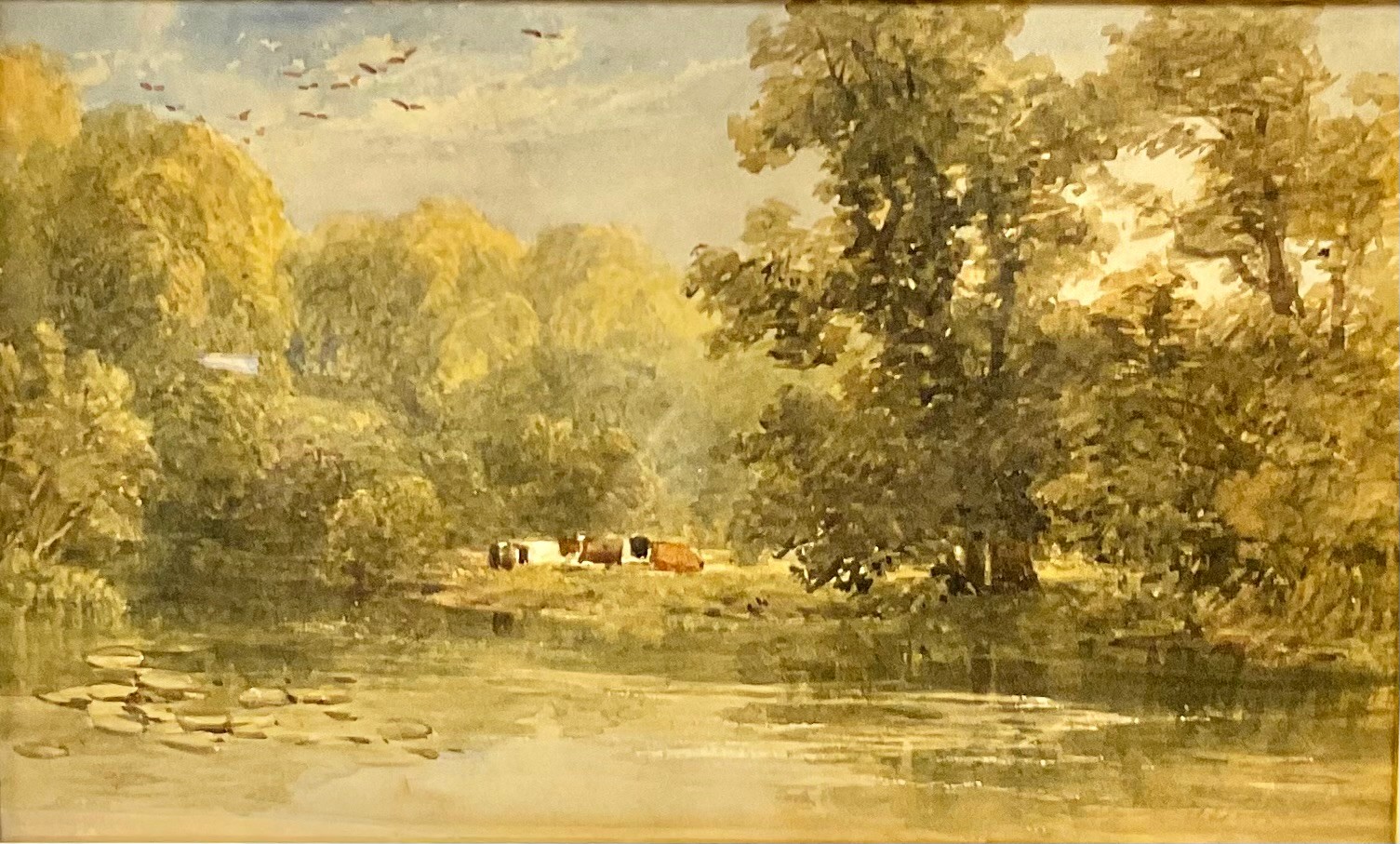 William Bennett (1811-1871) On the Arun monogrammed, watercolour on paper, 13cm x 22cm - Image 2 of 4