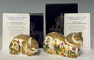 A Royal Crown Derby paperweight, Clover Cat, Govier's exclusive signature edition, limited edition