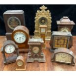 Clocks - late 19th and early 20th century, gilt metal, oak, novelty, etc (10)