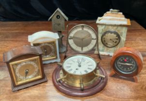 Clocks - various, onyx, gilt metal, Elliot, etc (7)