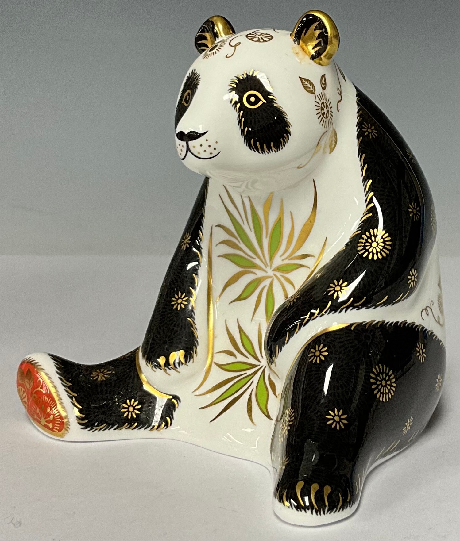 A Royal Crown Derby paperweight, Giant Panda, 12cm high, gold stopper, 12cm high, printed marks in - Image 2 of 2