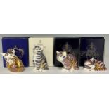 A set of three Royal Crown Derby paperweights, Playful Kitten, Sleeping Kitten and Sitting Kitten,