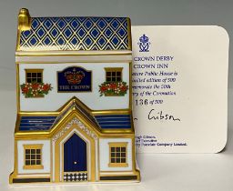 A Royal Crown Derby miniature model, The Crown Inn, to commemorate the 50th anniversary of the