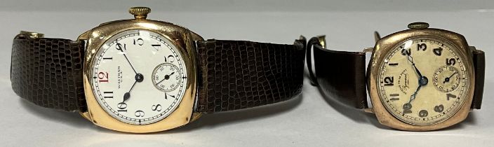 A gentleman's 9ct gold watch, Spikins From Dent, Pyramid, Arabic numerals, subsidiary seconds