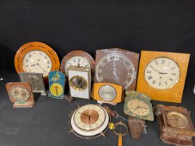 Clocks - an early 20th century school or railway clock, 28cm diameter; a Russian Lantaz