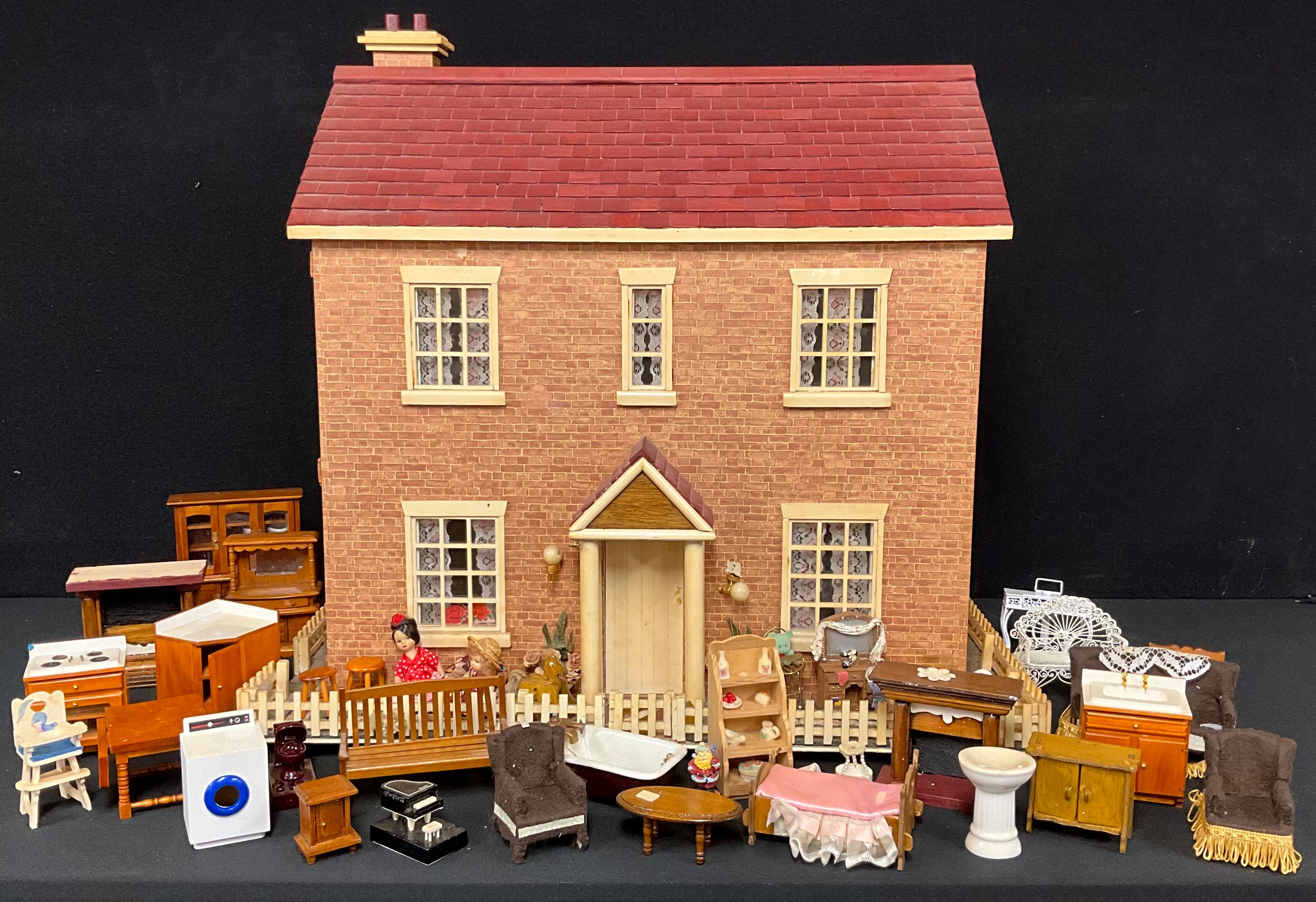 Toys & Juvenalia - A 1970s Georgian style doll’s house with various doll’s house furniture and - Image 2 of 3