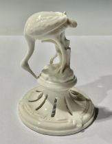 A Nymphenburg model of a crane, glazed throughout in gloss white, 11cm, impressed mark