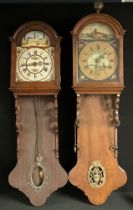 A 19th century Dutch hooded wall clock, the thirty hour movement with Solomonic pillars, 126cm