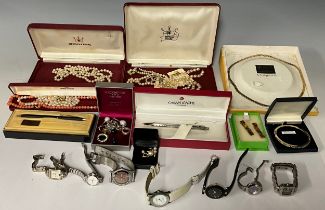 A pair of sterling silver and amber earrings; a lady's Calvin Klein watch; a lady's Gucci watch;