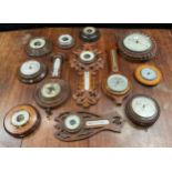 Barometers - Edwardian and later, including rope twist, wheel, etc (12)