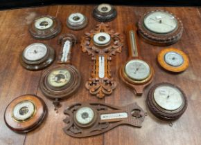 Barometers - Edwardian and later, including rope twist, wheel, etc (12)