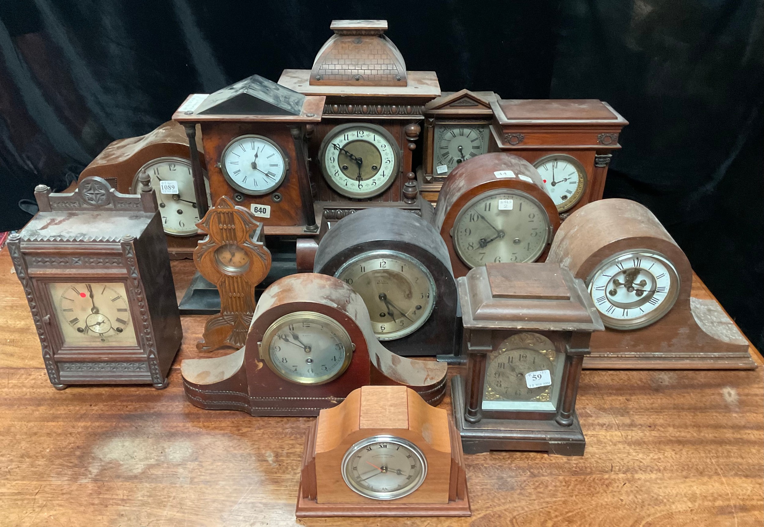 Clocks - early to mid 20th century mantel clocks, others, architectural, etc (13)