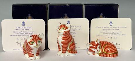 A group of three Royal Crown Derby paperweights, exclusive to the Guild of China & Glass